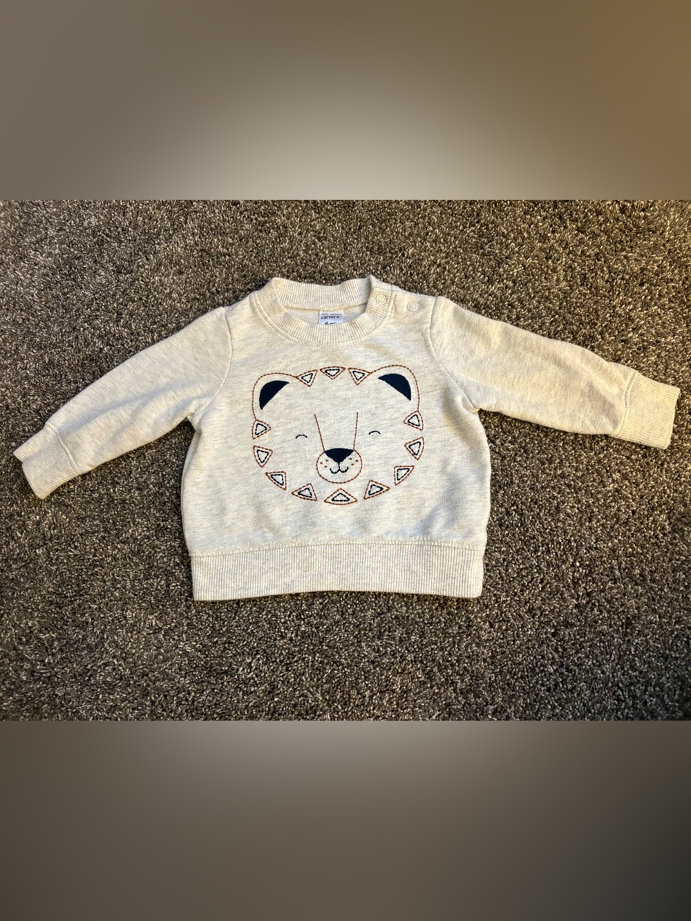 Carter's Gray Sweatshirt with Navy & Brown Lion Embroidery